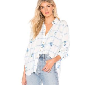 Free People window to my heart button up shirt